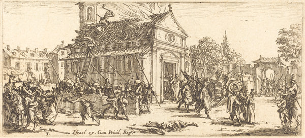 Pillaging a Monastery by Jacques Callot (French, 1592 - 1635), 16X12"(A3)Poster Print