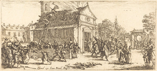Pillaging a Monastery by Jacques Callot (French, 1592 - 1635), 16X12"(A3)Poster Print