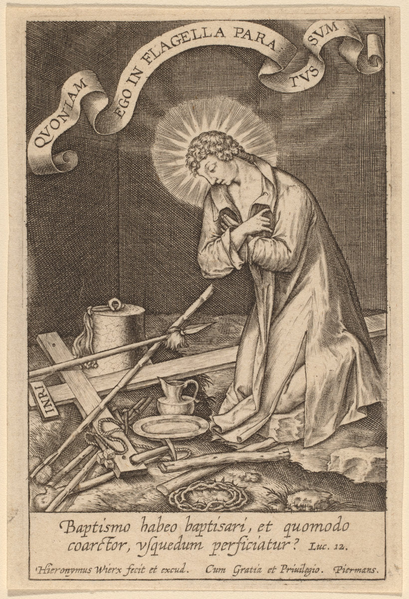 Baptismo habeo baptisari ... by Hieronymus Wierix (Flemish, c. 1553 - 1619), 16X12"(A3)Poster Print