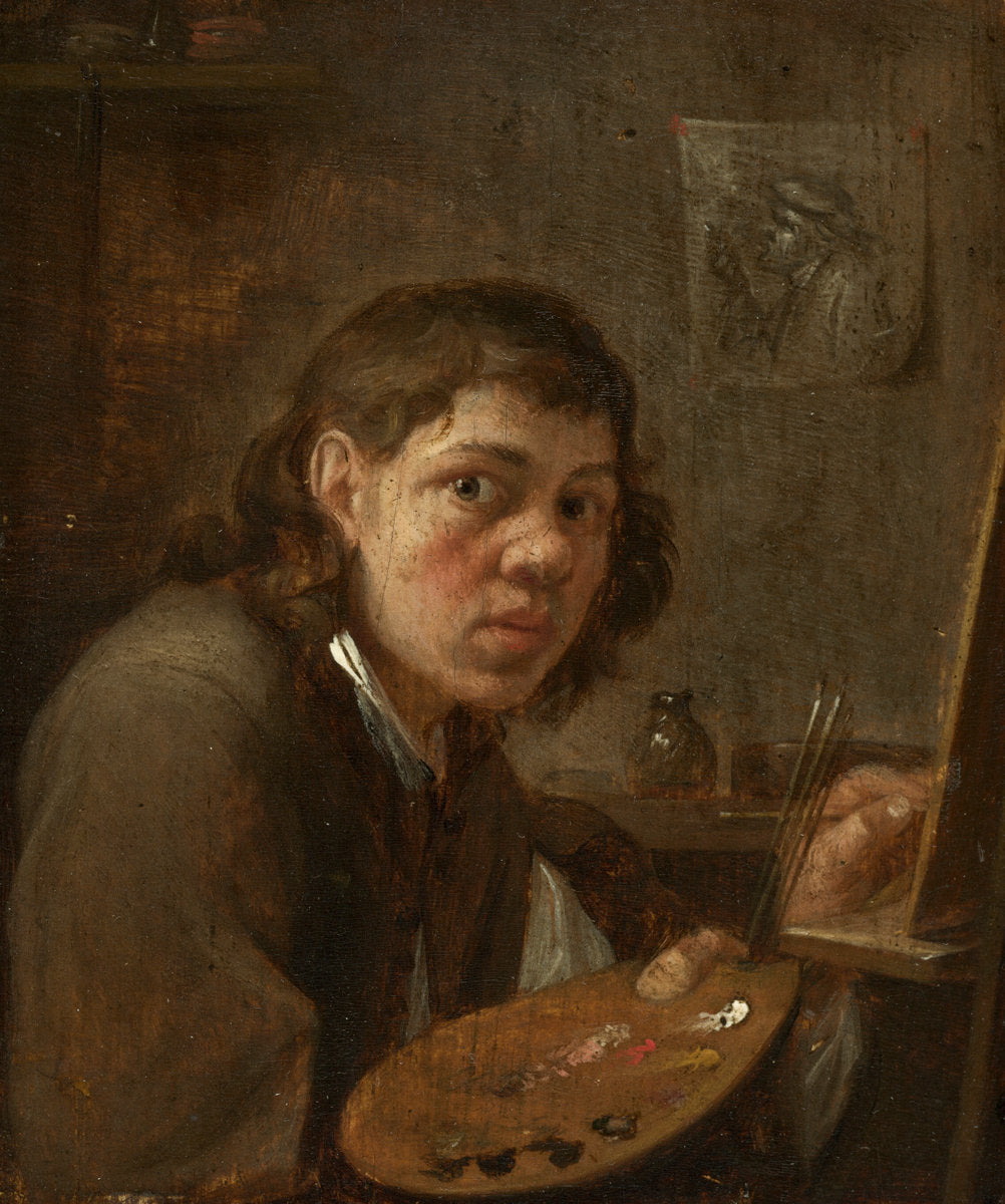 Self-Portrait in the Studio by Gillis van Tilborgh the Younger (Flemish, c. 1625 - c. 1678), 16X12"(A3)Poster Print