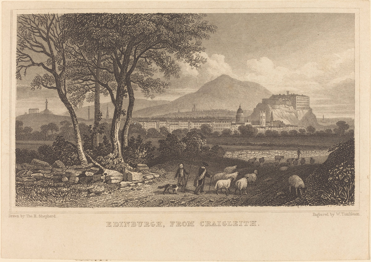 Edinburgh, from Craigleith by William Tombleson after Thomas Hosmer Shepherd (British, born c. 1795), 16X12"(A3)Poster Print