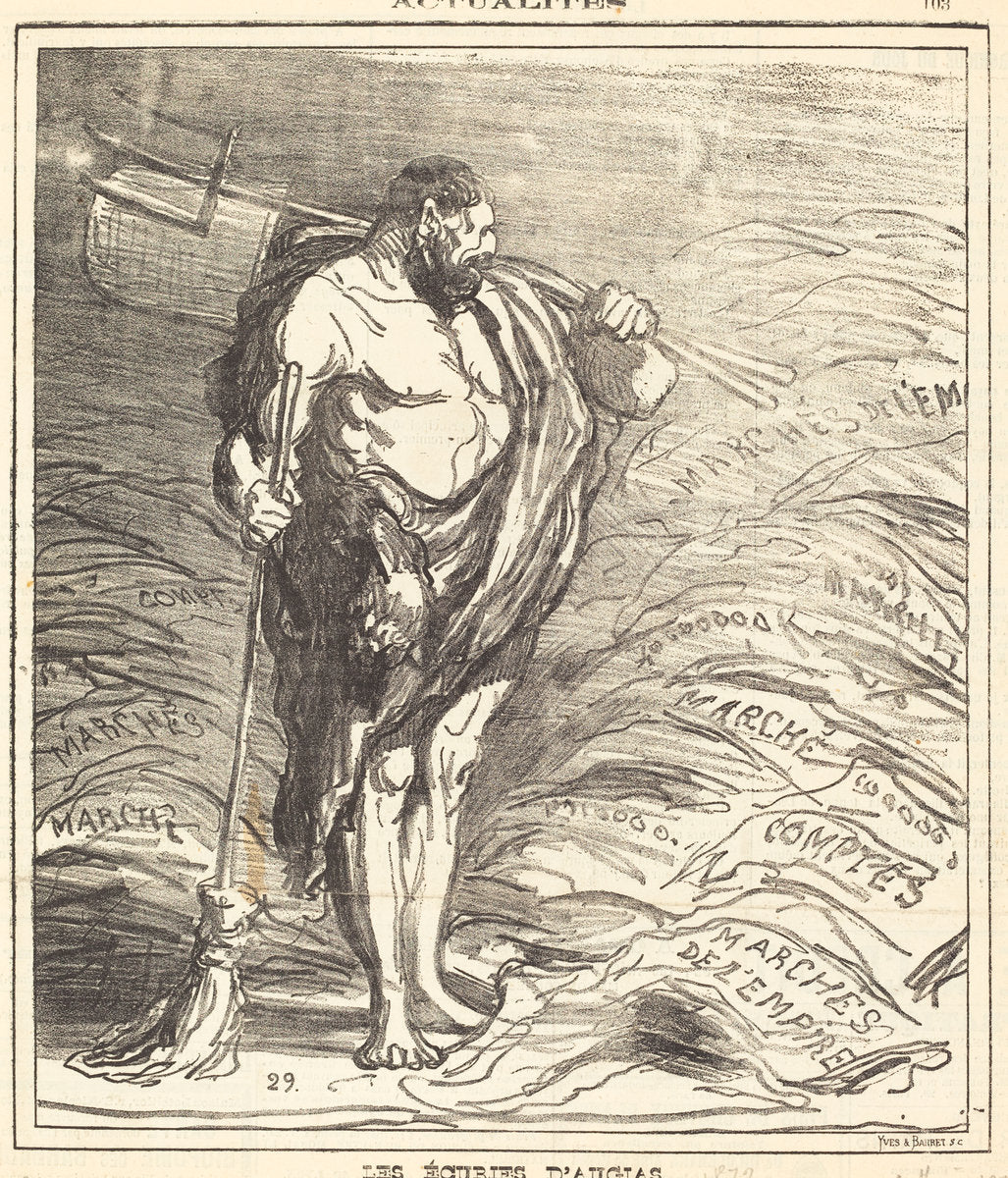 Les écuries d'Augias by Honoré Daumier (French, 1808 - 1879), 16X12"(A3)Poster Print
