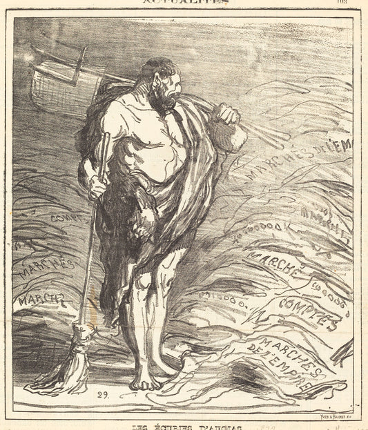 Les écuries d'Augias by Honoré Daumier (French, 1808 - 1879), 16X12"(A3)Poster Print