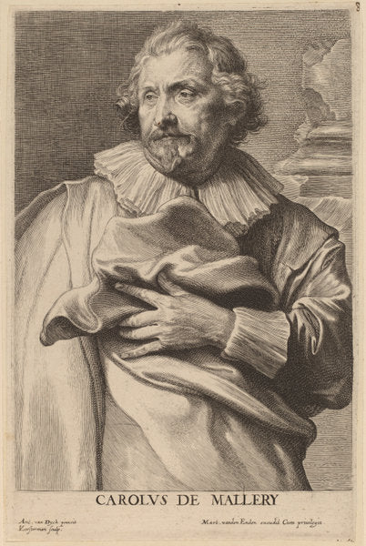 Karel de Mallery by Lucas Emil Vorsterman after Sir Anthony van Dyck (Flemish, 1595 - 1675), 16X12"(A3)Poster Print