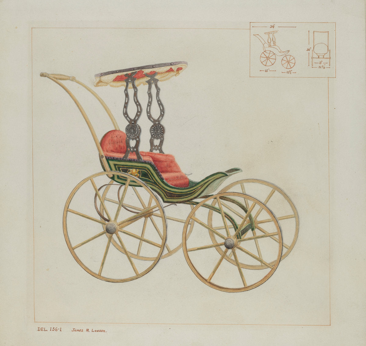 Doll Carriage by James M. Lawson (American, active c. 1935), 16X12"(A3)Poster Print
