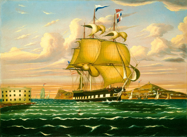 Packet Ship Passing Castle Williams, New York Harbor by Thomas Chambers (American, 1808 - 1866 or after), 16X12"(A3)Poster Print