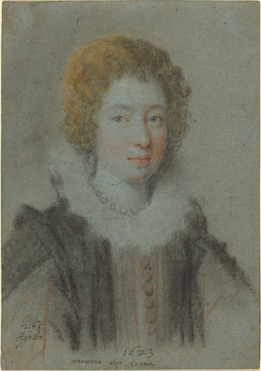 Portrait of a Lady by Ottavio Leoni (Roman, c. 1578 - 1630), 16X12"(A3)Poster Print