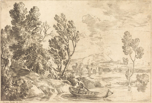 Roman Landscape by Gaspard Dughet (French, 1615 - 1675), 16X12"(A3)Poster Print