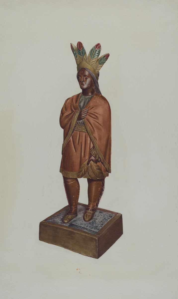 Cigar Store Indian by Lucille Chabot (American, born 1908), 16X12"(A3)Poster Print