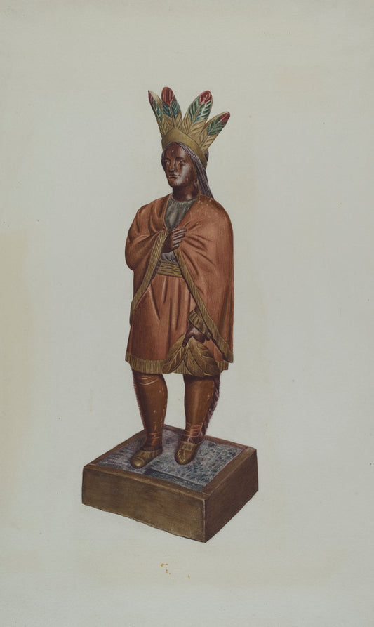 Cigar Store Indian by Lucille Chabot (American, born 1908), 16X12"(A3)Poster Print