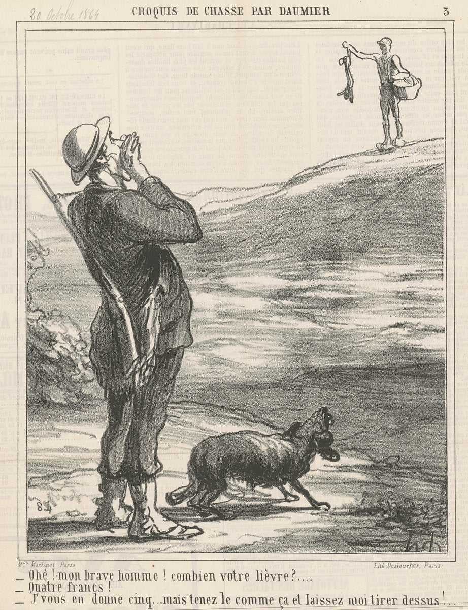 Ohé! ... Combien votre lievre? ... by Honoré Daumier (French, 1808 - 1879), 16X12"(A3)Poster Print