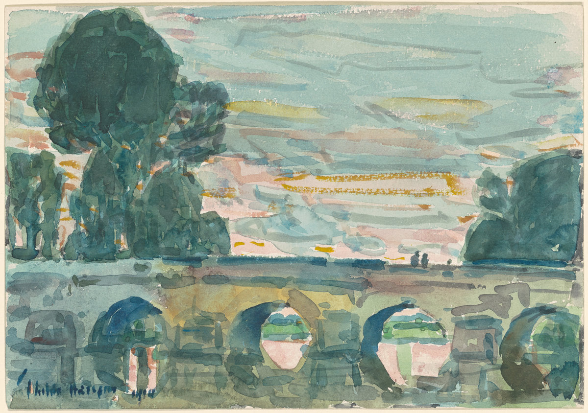 The Bridge at Grez [recto] by Childe Hassam (American, 1859 - 1935), 16X12"(A3)Poster Print
