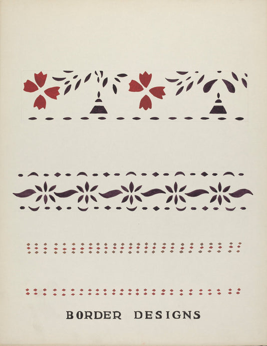 Border Designs From Proposed Portfolio "Maine Wall Stencils" by Mildred E. Bent (American, active c. 1935), 16X12"(A3)Poster Print
