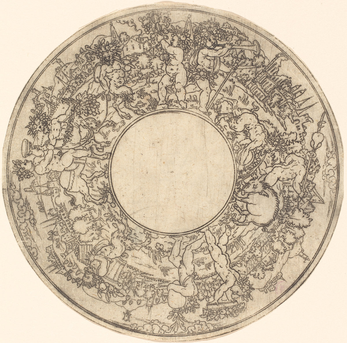 Bacchus on a Donkey by Master IS. (German, active c. 1581/1590), 16X12"(A3)Poster Print