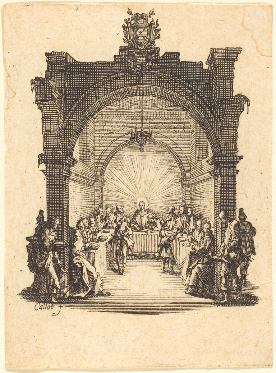 The Last Supper by Jacques Callot (French, 1592 - 1635), 16X12"(A3)Poster Print