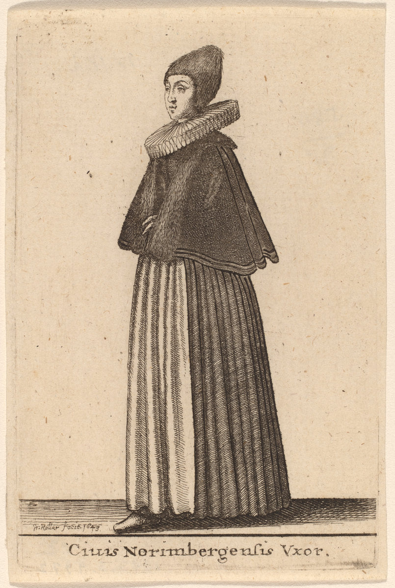 Ciuis Norimbergensis Vxor by Wenceslaus Hollar (Bohemian, 1607 - 1677), 16X12"(A3)Poster Print