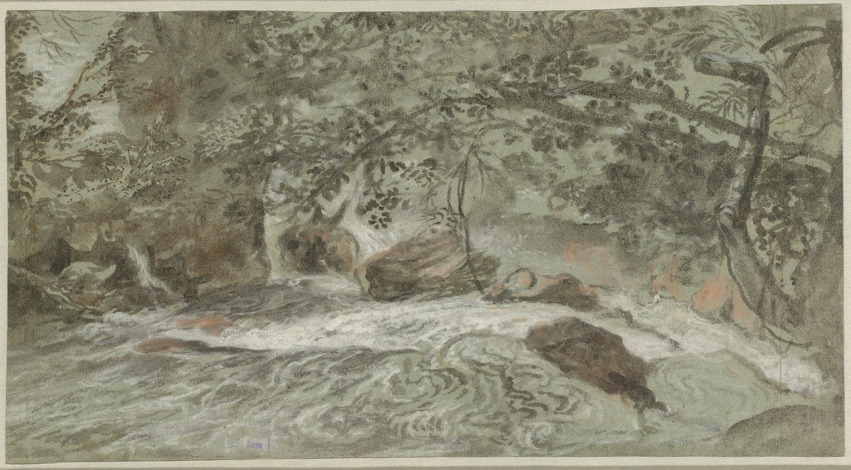 Rapids with Overhanging Branches (verso) by Joachim Franz Beich (German, 1665 - 1748), 16X12"(A3)Poster Print