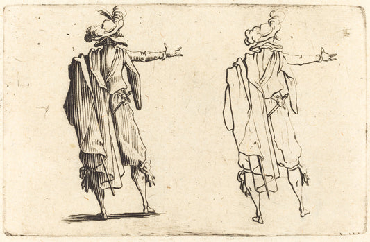 Man seen from Behind with His Right Arm Extended by Jacques Callot (French, 1592 - 1635), 16X12"(A3)Poster Print