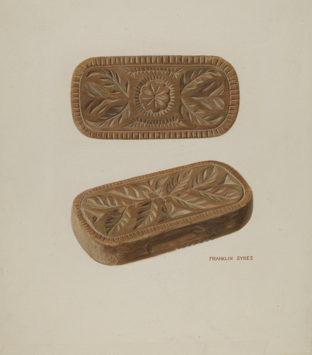 Carved Pinewood Mold by Franklyn Syres (American, active c. 1935), 16X12"(A3)Poster Print