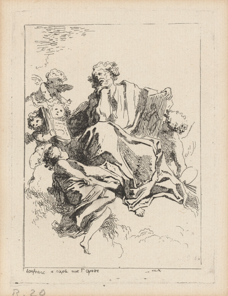 Saint Luke by Jean-Honoré Fragonard after Giovanni Lanfranco (French, 1732 - 1806), 16X12"(A3)Poster Print
