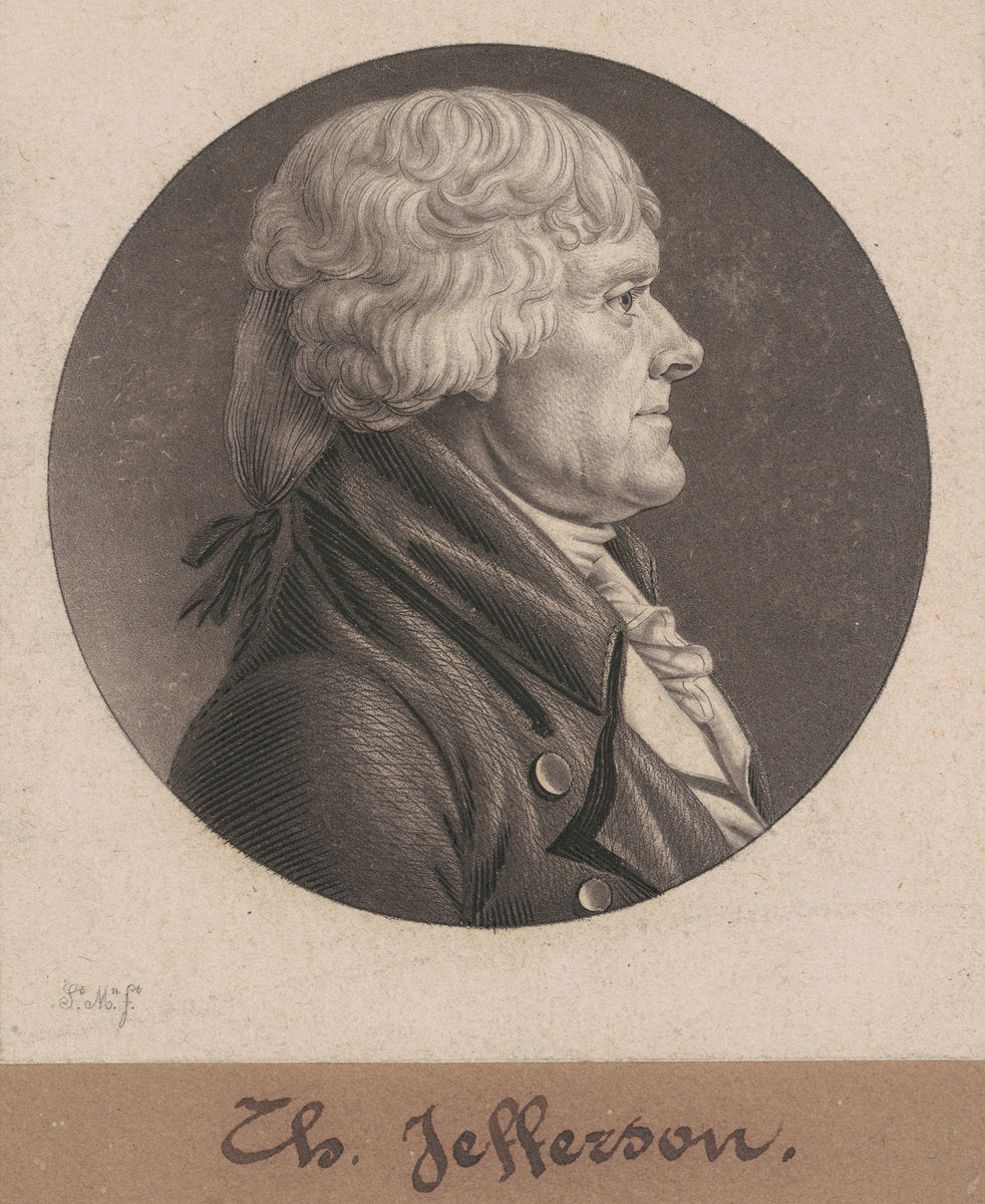 Thomas Jefferson by Charles B. J. Févret de Saint-Mémin (French, 1770 - 1852), 16X12"(A3)Poster Print