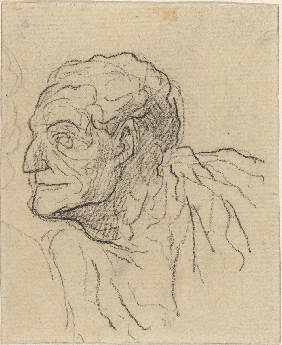 Study of a Man by Honoré Daumier (French, 1808 - 1879), 16X12"(A3)Poster Print