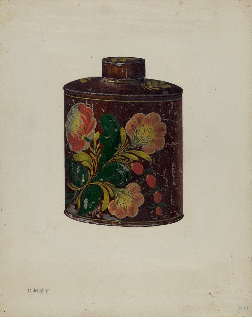 Toleware Tea Caddy by Charles Henning (American, active c. 1935), 16X12"(A3)Poster Print