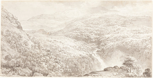 A Mountain Valley with a Waterfall by John Glover (British, 1767 - 1849), 16X12"(A3)Poster Print