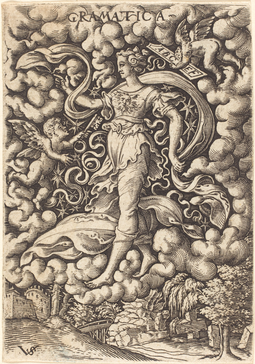 Gramatica (Grammar) by Virgil Solis (German, 1514 - 1562), 16X12"(A3)Poster Print