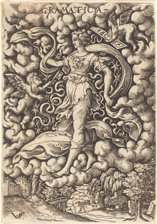 Gramatica (Grammar) by Virgil Solis (German, 1514 - 1562), 16X12"(A3)Poster Print