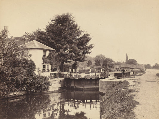 1850s by British 19th Century (Lock-Keeper's Cottage and Lock Gates), 16X12"(A3)Poster Print