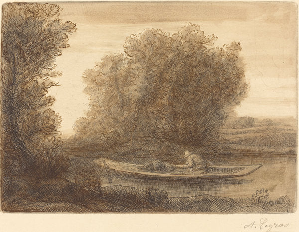 Bend in the River (Un coin de riviere) by Alphonse Legros (French, 1837 - 1911), 16X12"(A3)Poster Print