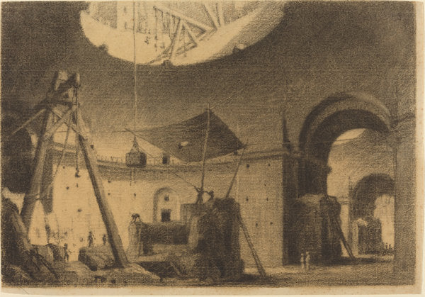Repairing a Dome by Attributed to François-Marius Granet (French, 1775 - 1849), 16X12"(A3)Poster Print