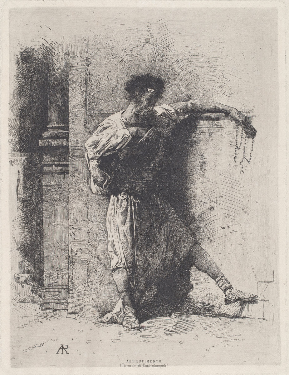 Abbrutimento  (Ricordo di Constantinopoli) [Brutalization (Souvenir of Constantinople)] by Alberto Pasini (Italian, 1826 - 1899), 16X12"(A3)Poster Print