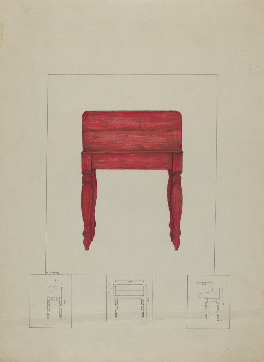 Writing Table and Desk by Henry Meyers (American, active c. 1935), 16X12"(A3)Poster Print