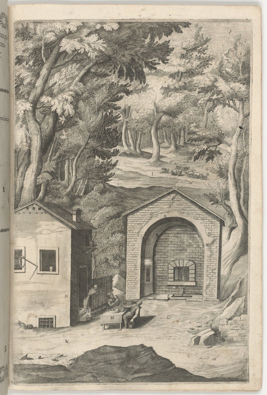 Spring of Saint Francis (Fonte di San Francesco) [plate B] by Jacopo Ligozzi (artist), Anonymous engraver possibly Domenico Falcini, Lino Moroni (author) (Italian, 1547 - 1627), 16X12"(A3)Poster Print