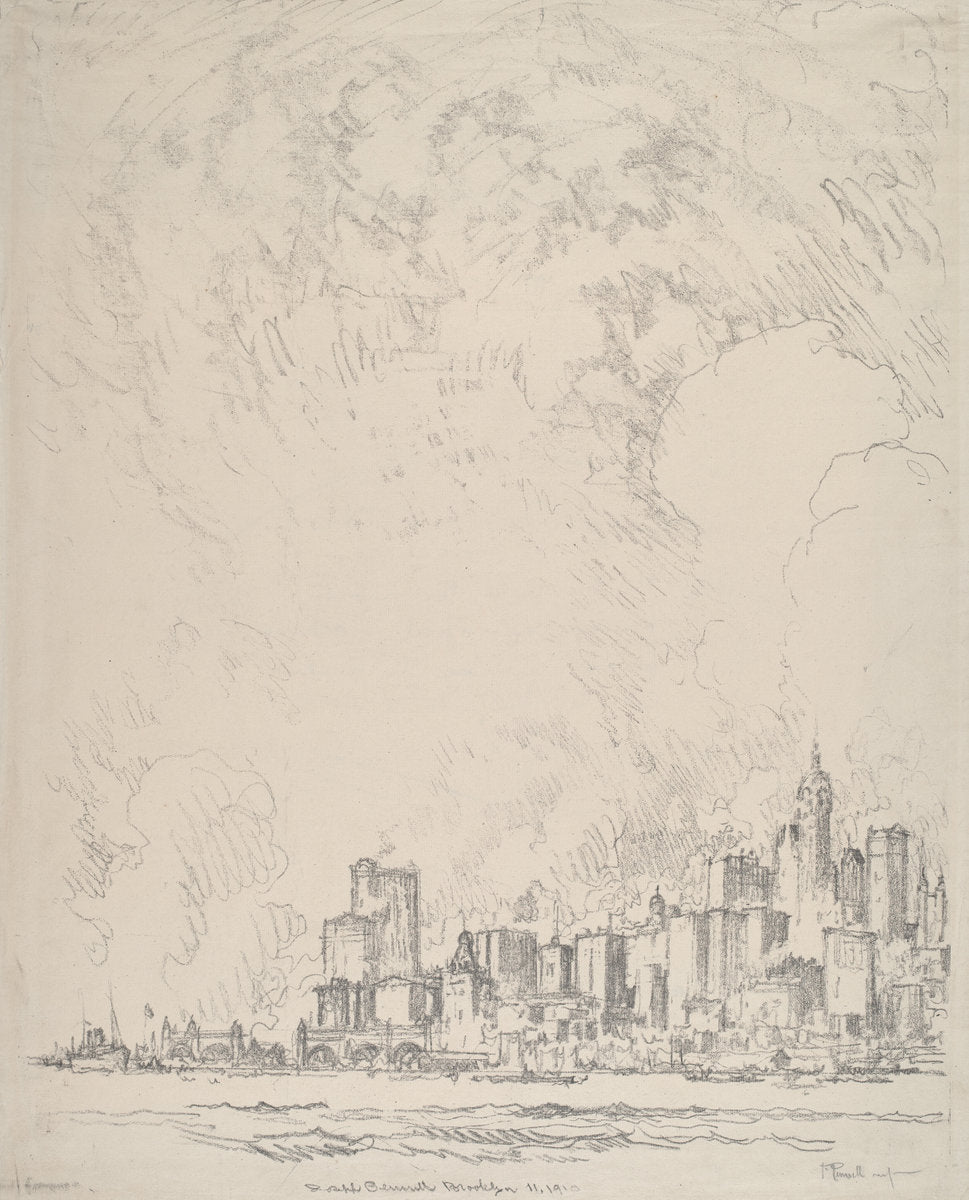 New York from Brooklyn by Joseph Pennell (American, 1857 - 1926), 16X12"(A3)Poster Print