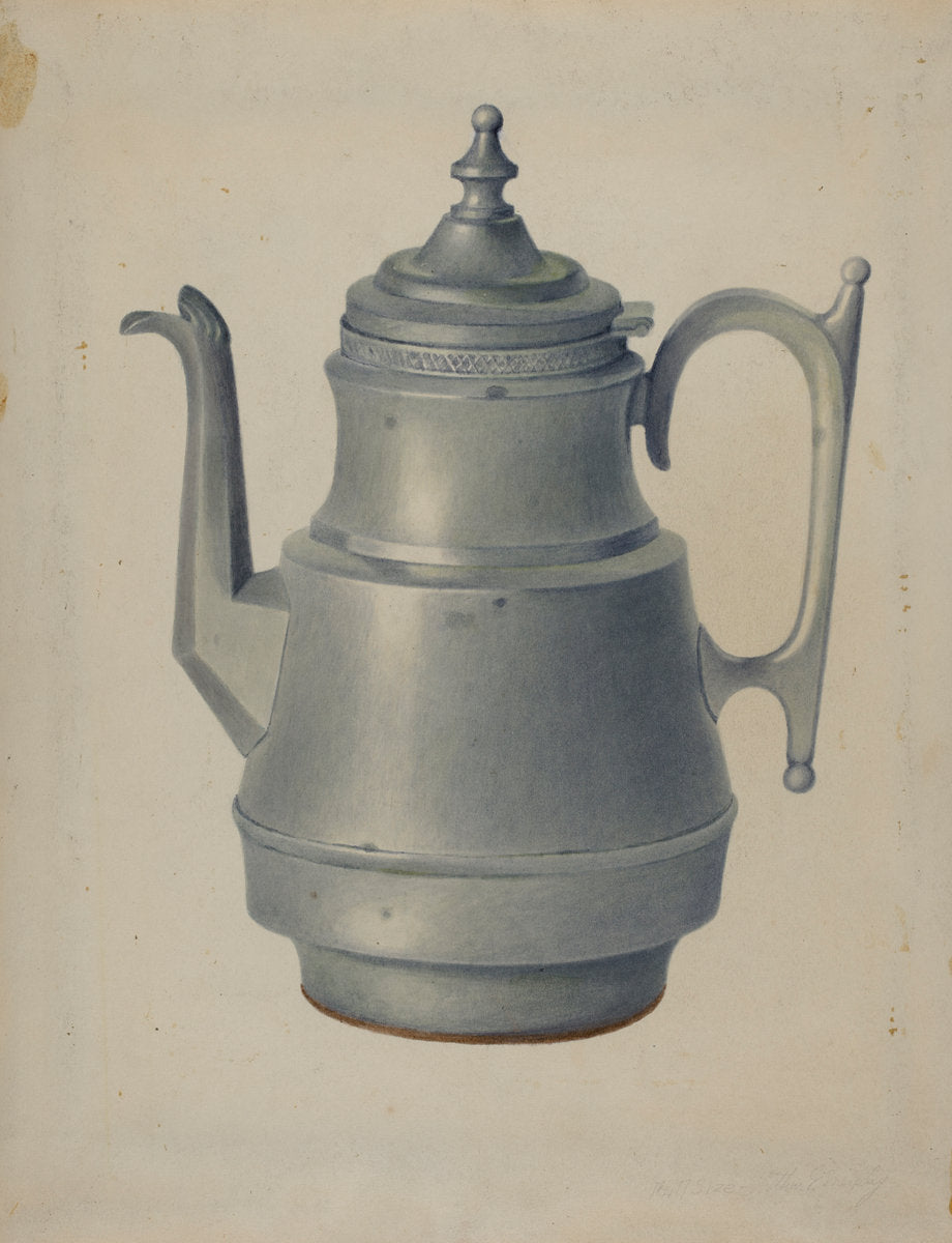 Pewter Teapot by Arthur G. Merkley (American, active c. 1935), 16X12"(A3)Poster Print