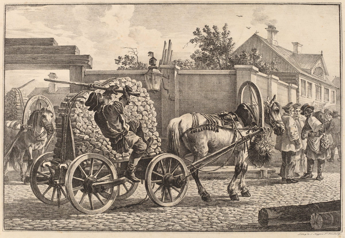 Russian Porter Carrying Wood on a Cart by Aleksandr Osipovich Orlovskii (Russian, 1777 - 1832), 16X12"(A3)Poster Print