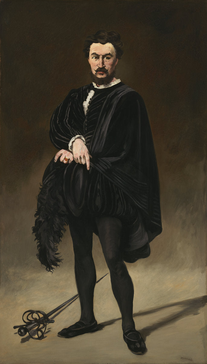 The Tragic Actor (Rouvière as Hamlet) by Edouard Manet (French, 1832 - 1883), 16X12"(A3)Poster Print