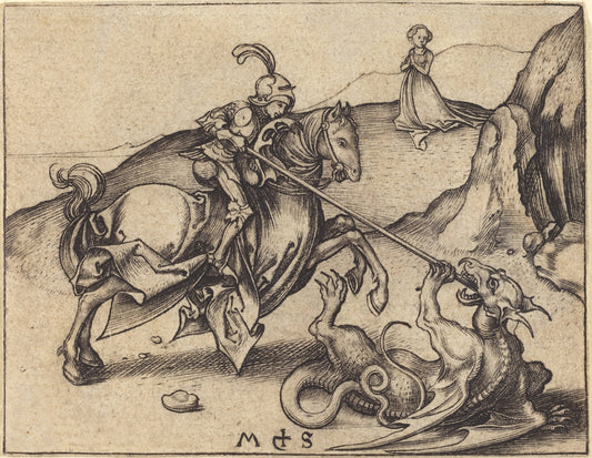 Saint George by Martin Schongauer (German, c. 1450 - 1491), 16X12"(A3)Poster Print