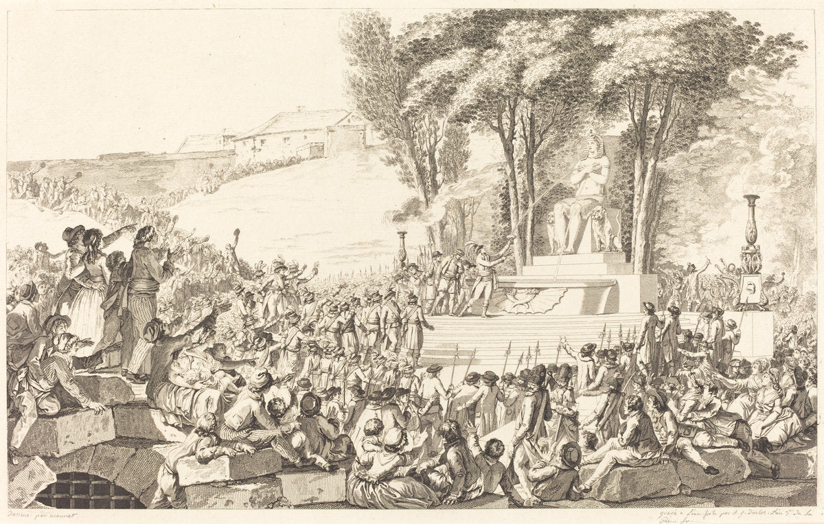 La Fontaine de la Regeneration sur les debris de la Bastille, le 10 avril 1793 by Antoine-Jean Duclos after Charles Monnet (French, 1742 - 1795), 16X12"(A3)Poster Print