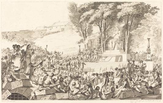 La Fontaine de la Regeneration sur les debris de la Bastille, le 10 avril 1793 by Antoine-Jean Duclos after Charles Monnet (French, 1742 - 1795), 16X12"(A3)Poster Print