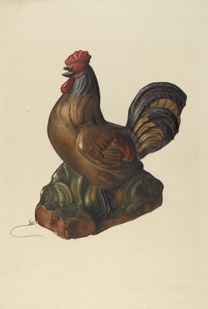 Toy Rooster by Mina Lowry (American, 1894 - 1942), 16X12"(A3)Poster Print
