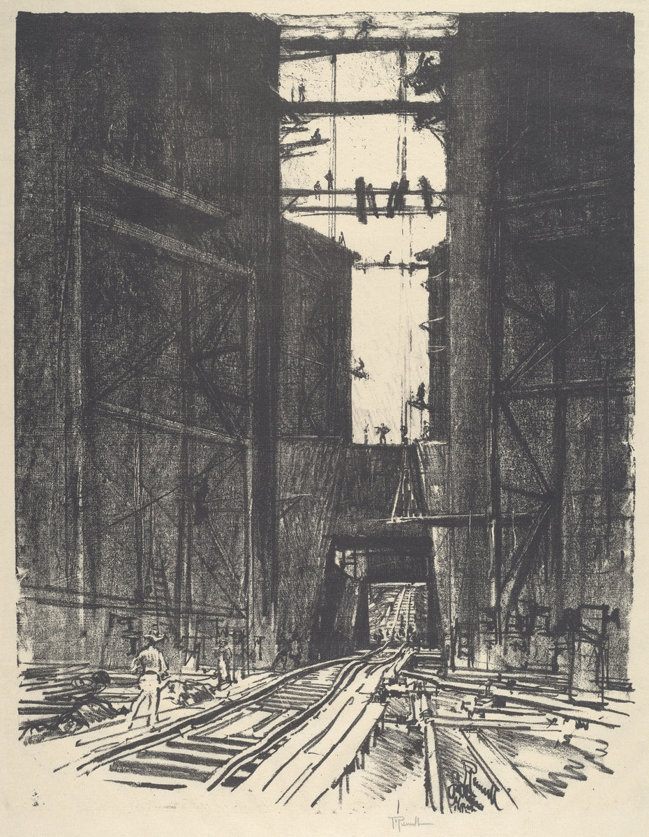 At the Bottom of Gatun Lock by Joseph Pennell (American, 1857 - 1926), 16X12"(A3)Poster Print