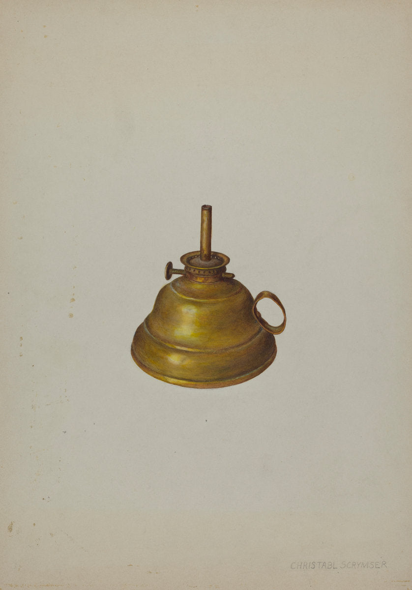 Camphene Lamp by Christabel Scrymser (American, active c. 1935), 16X12"(A3)Poster Print