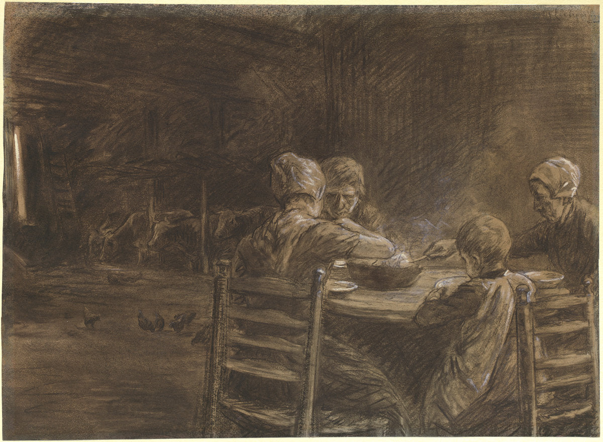 East Frisian Peasants Eating Supper by Max Liebermann (German, 1847 - 1935), 16X12"(A3)Poster Print