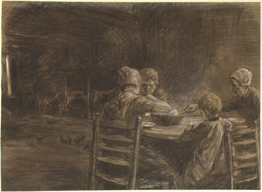East Frisian Peasants Eating Supper by Max Liebermann (German, 1847 - 1935), 16X12"(A3)Poster Print