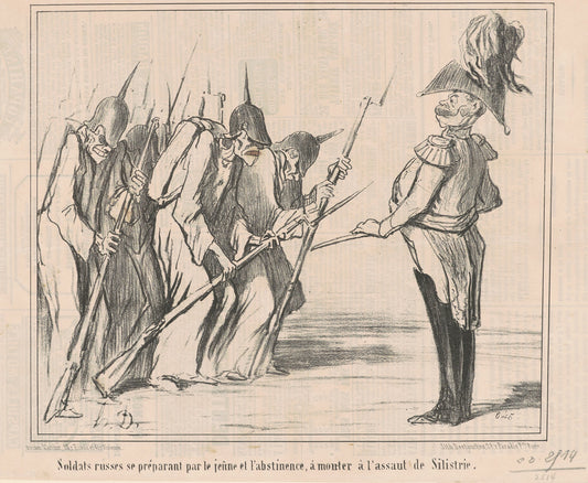 Soldats russes se préparant par le jeune ... by Honoré Daumier (French, 1808 - 1879), 16X12"(A3)Poster Print