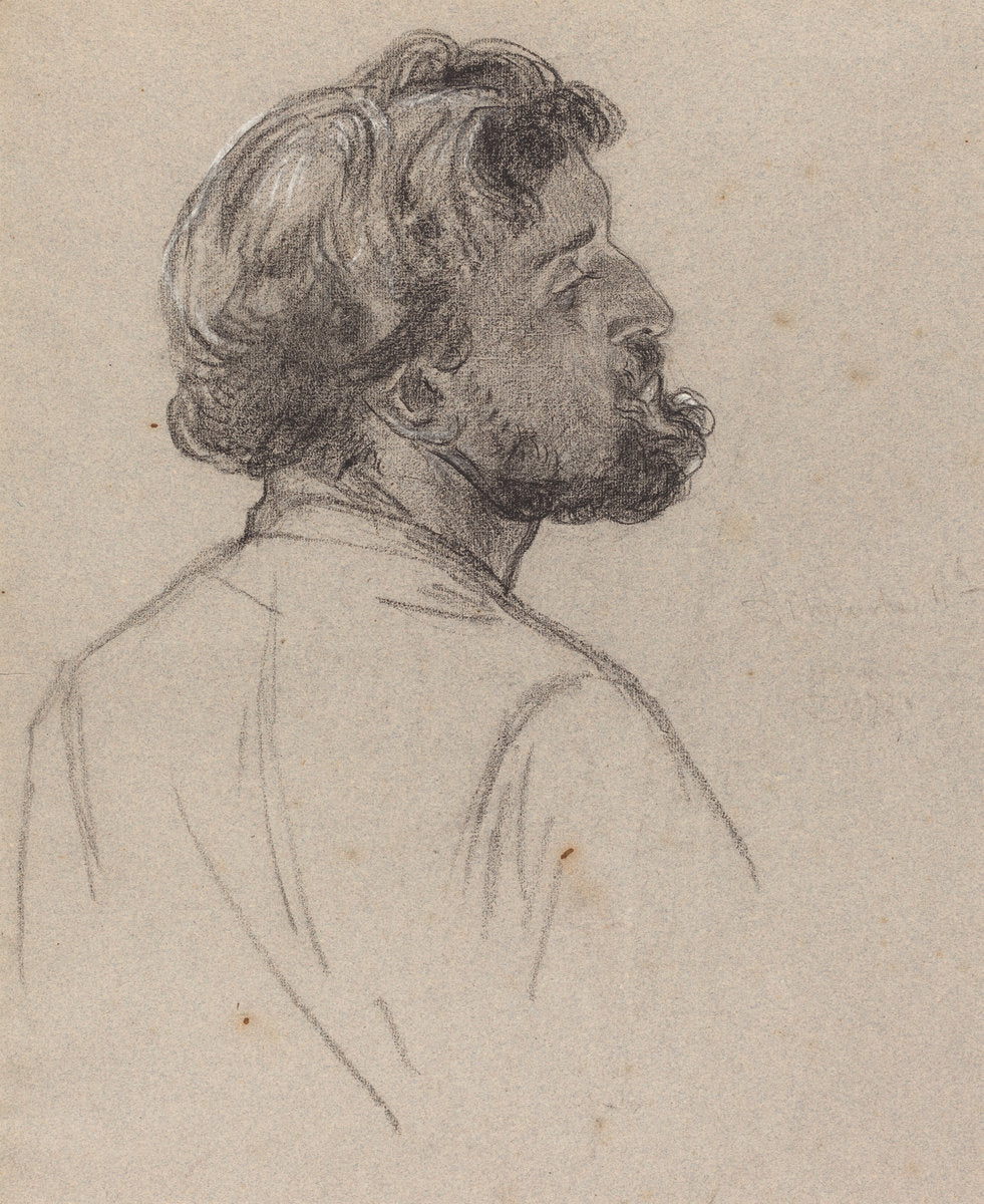 Head of a Bearded Gentleman by Charles-Louis-Lucien Müller (French, 1815 - 1892), 16X12"(A3)Poster Print